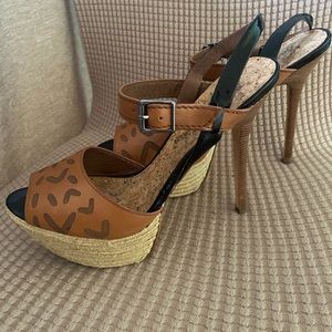 Sam Edelman Size 8 M Magdalena Strappy Platform Heels Brown